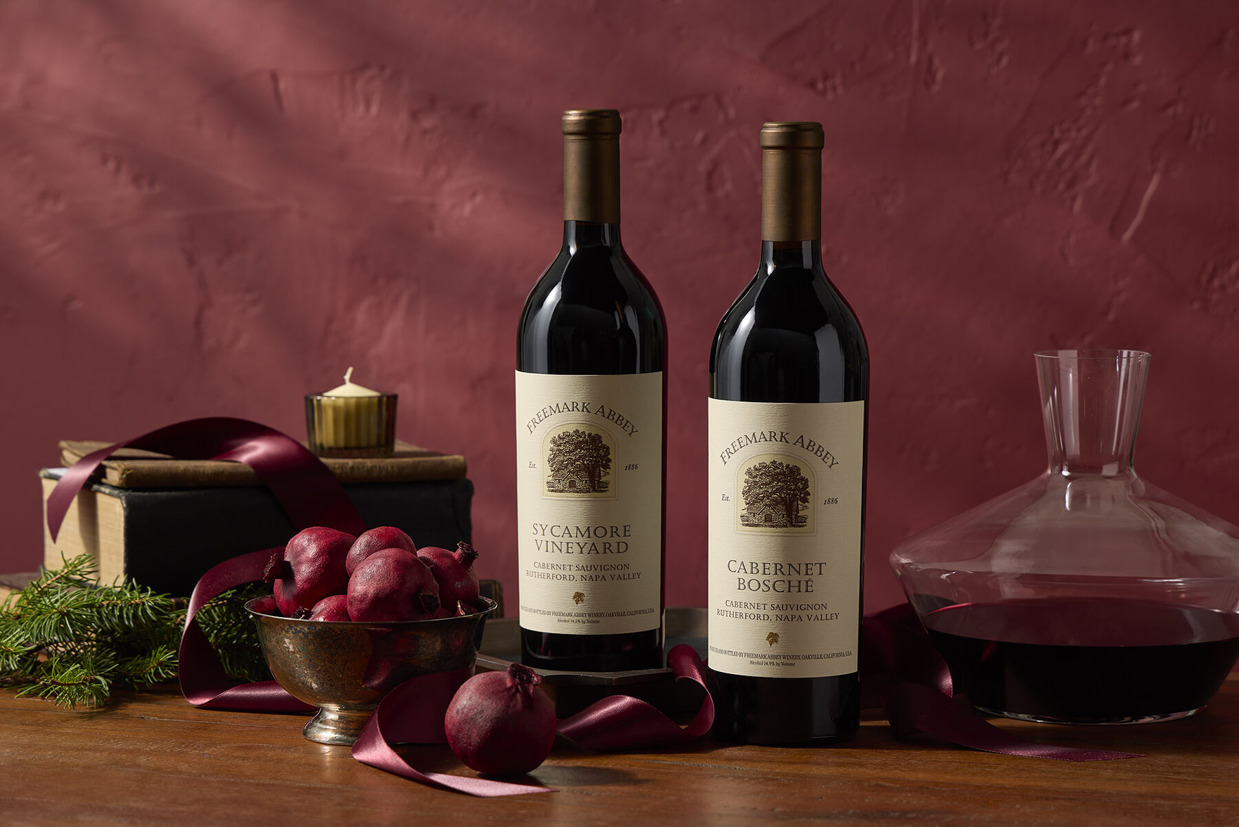 Freemark Abbey cabernet sauvignon wine on a table