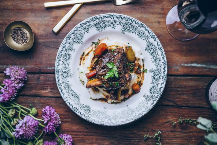 Plated braised short ribs