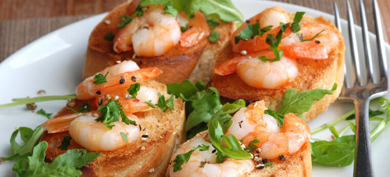 Greek style prawns on bread