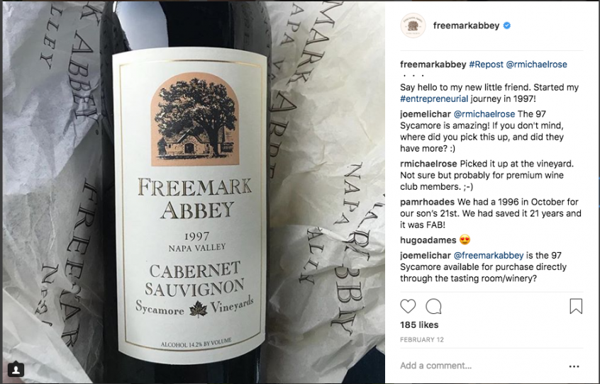 Freemark Abbey instagram post