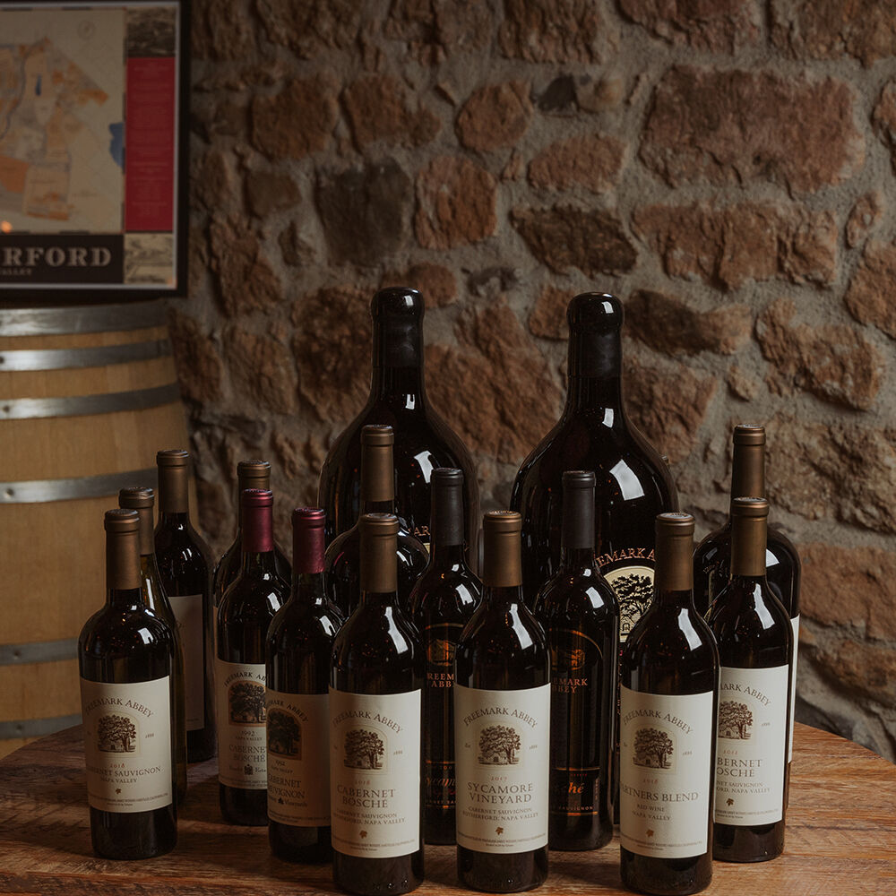 variety of freemark abbey wines on a tabl
