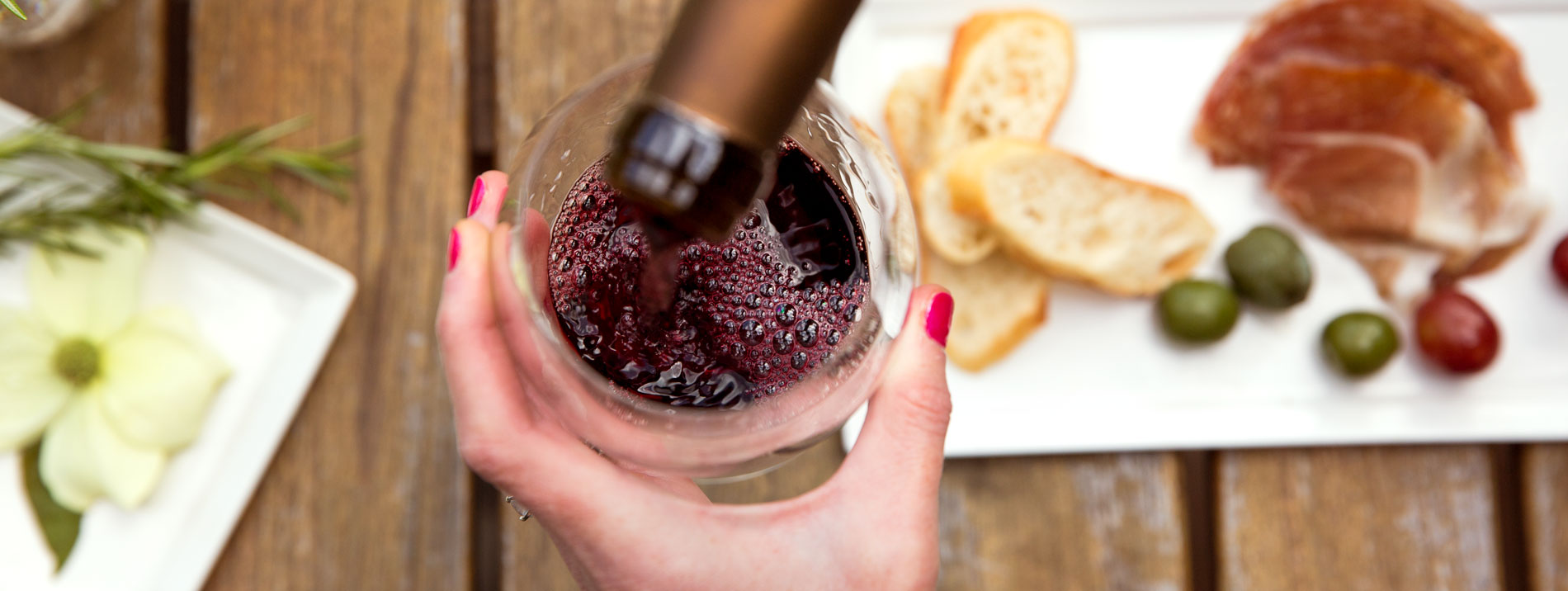 Partner's blend wine with charcuterie