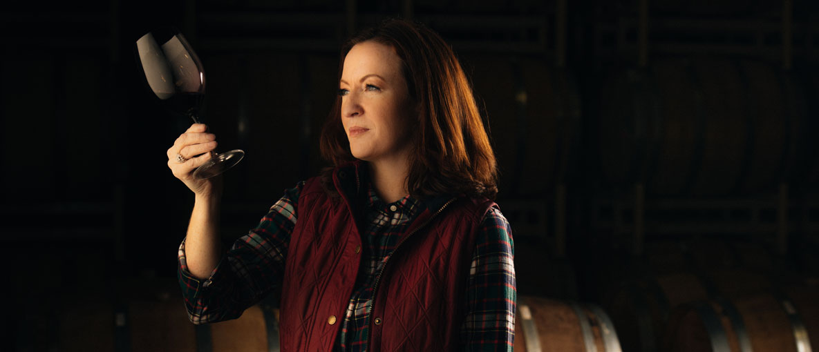 Kristy Melton tasting wine