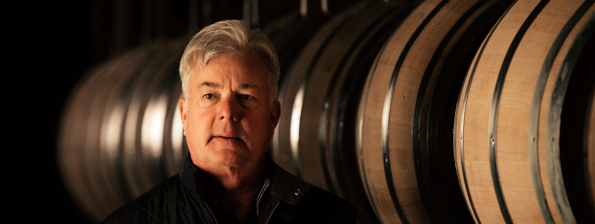 Ted Edwards with wine barrels
