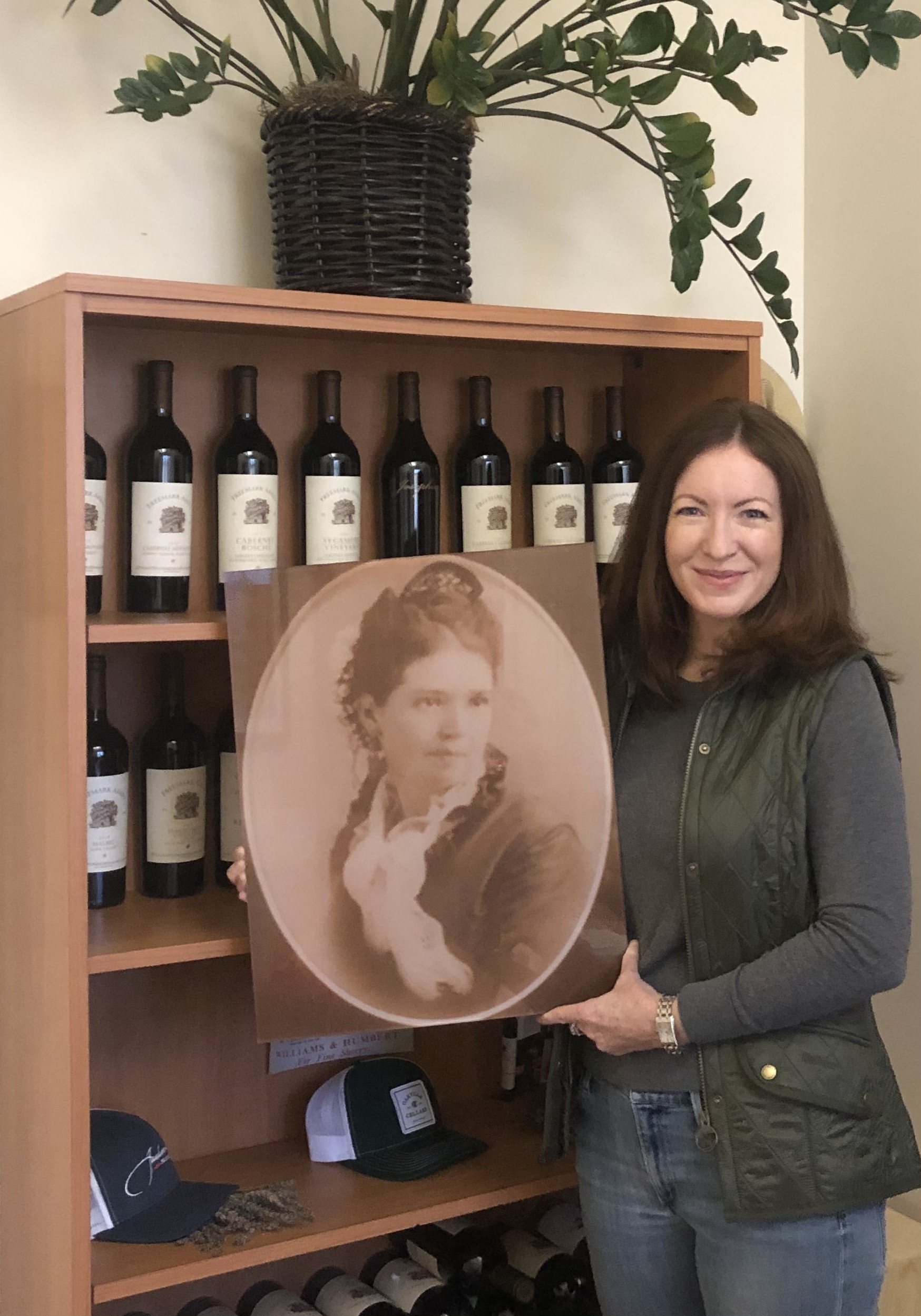 Freemark Abbey Winemaker Kristy Melton with a Photo of Josephine Tychson