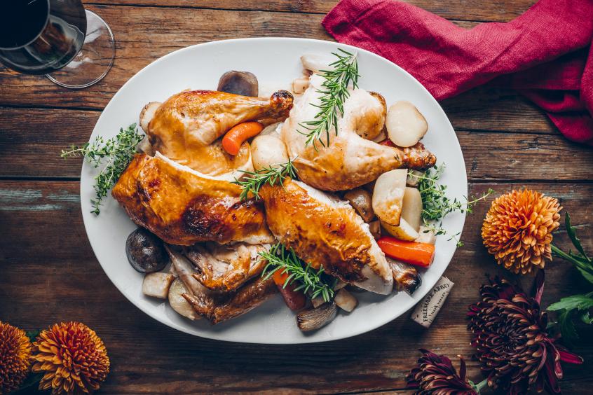 Plated Rosemary Roast Chicken