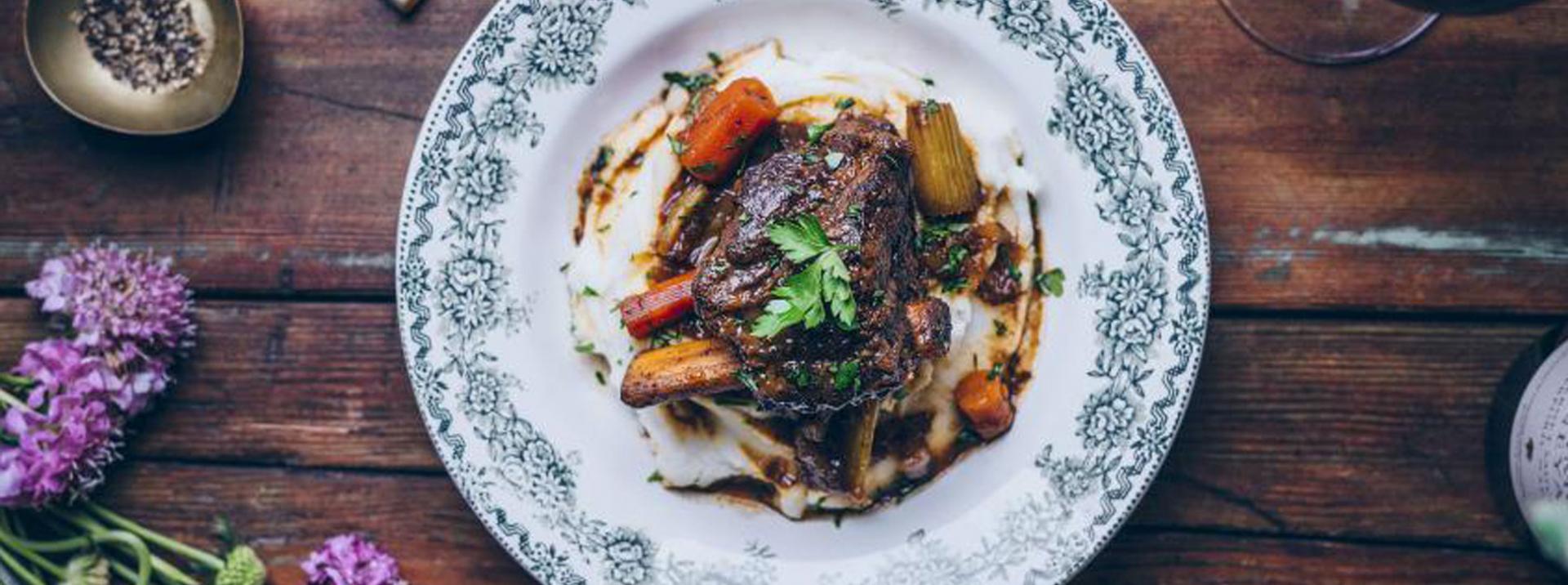 Balsamic braised short ribs paired with Sycamore Vineyard Cabernet Sauvignon