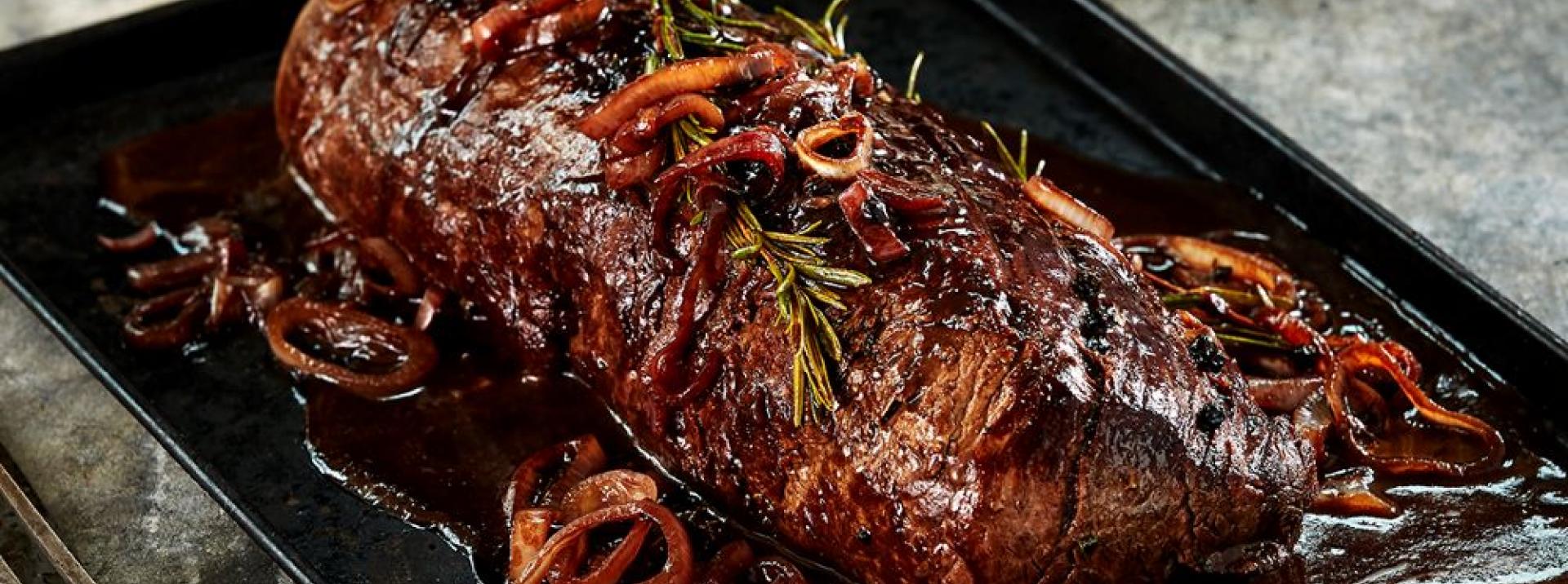 Low & Slow Roasted Beef Tenderloin with Red Wine Glaze